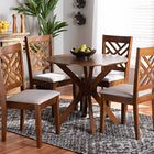 Baxton Studio Norah Modern and Contemporary Grey Fabric Upholstered and Walnut Brown Finished Wood 5-Piece Dining Set