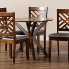 Baxton Studio Norah Modern and Contemporary Grey Fabric Upholstered and Walnut Brown Finished Wood 5-Piece Dining Set