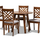 Baxton Studio Lilly Modern and Contemporary Grey Fabric Upholstered and Walnut Brown Finished Wood 5-Piece Dining Set