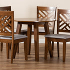Baxton Studio Lilly Modern and Contemporary Grey Fabric Upholstered and Walnut Brown Finished Wood 5-Piece Dining Set