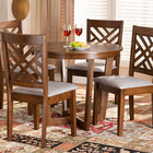 Baxton Studio Alena Modern and Contemporary Grey Fabric Upholstered and Walnut Brown Finished Wood 5-Piece Dining Set