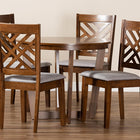 Baxton Studio Alena Modern and Contemporary Grey Fabric Upholstered and Walnut Brown Finished Wood 5-Piece Dining Set