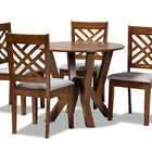 Baxton Studio Elise Modern and Contemporary Grey Fabric Upholstered and Walnut Brown Finished Wood 5-Piece Dining Set