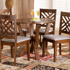 Baxton Studio Elise Modern and Contemporary Grey Fabric Upholstered and Walnut Brown Finished Wood 5-Piece Dining Set
