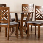 Baxton Studio Elise Modern and Contemporary Grey Fabric Upholstered and Walnut Brown Finished Wood 5-Piece Dining Set