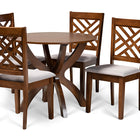 Baxton Studio Edona Modern and Contemporary Grey Fabric Upholstered and Walnut Brown Finished Wood 5-Piece Dining Set