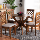 Baxton Studio Edona Modern and Contemporary Grey Fabric Upholstered and Walnut Brown Finished Wood 5-Piece Dining Set