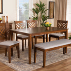 Baxton Studio Gustavo Modern and Contemporary Grey Fabric Upholstered and Walnut Brown Finished Wood 6-Piece Dining Set