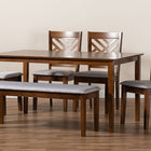 Baxton Studio Gustavo Modern and Contemporary Grey Fabric Upholstered and Walnut Brown Finished Wood 6-Piece Dining Set