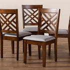 Baxton Studio Caron Modern and Contemporary Grey Fabric Upholstered Walnut Brown Finished 4-Piece Wood Dining Chair Set Set