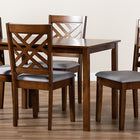 Baxton Studio Caron Modern and Contemporary Grey Fabric Upholstered Walnut Brown Finished Wood 5-Piece Dining Set