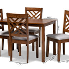 Baxton Studio Caron Modern and Contemporary Grey Fabric Upholstered Walnut Brown Finished Wood 5-Piece Dining Set