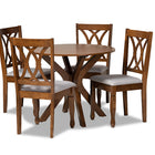 Baxton Studio Maya Modern and Contemporary Grey Fabric Upholstered and Walnut Brown Finished Wood 5-Piece Dining Set