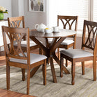Baxton Studio Maya Modern and Contemporary Grey Fabric Upholstered and Walnut Brown Finished Wood 5-Piece Dining Set