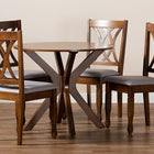 Baxton Studio Maya Modern and Contemporary Grey Fabric Upholstered and Walnut Brown Finished Wood 5-Piece Dining Set