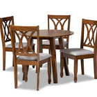 Baxton Studio Leon Modern and Contemporary Grey Fabric Upholstered and Walnut Brown Finished Wood 5-Piece Dining Set