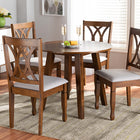 Baxton Studio Leon Modern and Contemporary Grey Fabric Upholstered and Walnut Brown Finished Wood 5-Piece Dining Set