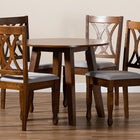 Baxton Studio Leon Modern and Contemporary Grey Fabric Upholstered and Walnut Brown Finished Wood 5-Piece Dining Set
