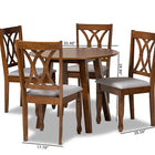 Baxton Studio Leon Modern and Contemporary Grey Fabric Upholstered and Walnut Brown Finished Wood 5-Piece Dining Set