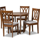 Baxton Studio Aggie Modern and Contemporary Grey Fabric Upholstered and Walnut Brown Finished Wood 5-Piece Dining Set