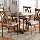 Baxton Studio Aggie Modern and Contemporary Grey Fabric Upholstered and Walnut Brown Finished Wood 5-Piece Dining Set