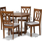 Baxton Studio Aggie Modern and Contemporary Grey Fabric Upholstered and Walnut Brown Finished Wood 5-Piece Dining Set