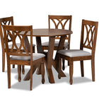 Baxton Studio Irene Modern and Contemporary Grey Fabric Upholstered and Walnut Brown Finished Wood 5-Piece Dining Set