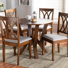 Baxton Studio Irene Modern and Contemporary Grey Fabric Upholstered and Walnut Brown Finished Wood 5-Piece Dining Set