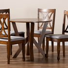 Baxton Studio Irene Modern and Contemporary Grey Fabric Upholstered and Walnut Brown Finished Wood 5-Piece Dining Set