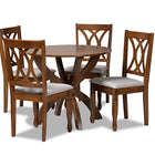Baxton Studio April Modern and Contemporary Grey Fabric Upholstered and Walnut Brown Finished Wood 5-Piece Dining Set