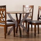 Baxton Studio April Modern and Contemporary Grey Fabric Upholstered and Walnut Brown Finished Wood 5-Piece Dining Set