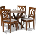 Baxton Studio April Modern and Contemporary Grey Fabric Upholstered and Walnut Brown Finished Wood 5-Piece Dining Set