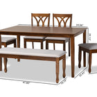 Baxton Studio Reneau Modern and Contemporary Grey Fabric Upholstered and Walnut Brown Finished Wood 6-Piece Dining Set