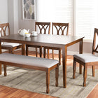 Baxton Studio Reneau Modern and Contemporary Grey Fabric Upholstered and Walnut Brown Finished Wood 6-Piece Dining Set