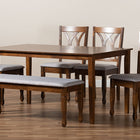 Baxton Studio Reneau Modern and Contemporary Grey Fabric Upholstered and Walnut Brown Finished Wood 6-Piece Dining Set