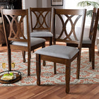 Baxton Studio Augustine Modern and Contemporary Grey Fabric Upholstered and Walnut Brown Finished Wood 4-Piece Dining Chair Set Set