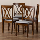 Baxton Studio Augustine Modern and Contemporary Grey Fabric Upholstered and Walnut Brown Finished Wood 4-Piece Dining Chair Set Set