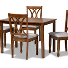 Baxton Studio Sefa Modern and Contemporary Grey Fabric Upholstered and Walnut Brown Finished Wood 5-Piece Dining Set