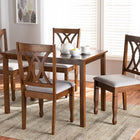 Baxton Studio Sefa Modern and Contemporary Grey Fabric Upholstered and Walnut Brown Finished Wood 5-Piece Dining Set