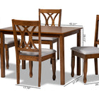 Baxton Studio Sefa Modern and Contemporary Grey Fabric Upholstered and Walnut Brown Finished Wood 5-Piece Dining Set