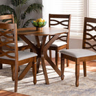 Baxton Studio Mila Modern and Contemporary Grey Fabric Upholstered and Walnut Brown Finished Wood 5-Piece Dining Set