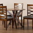 Baxton Studio Mila Modern and Contemporary Grey Fabric Upholstered and Walnut Brown Finished Wood 5-Piece Dining Set