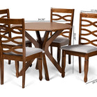 Baxton Studio Mila Modern and Contemporary Grey Fabric Upholstered and Walnut Brown Finished Wood 5-Piece Dining Set
