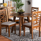 Baxton Studio Darina Modern and Contemporary Grey Fabric Upholstered and Walnut Brown Finished Wood 5-Piece Dining Set