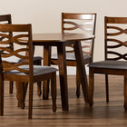 Baxton Studio Darina Modern and Contemporary Grey Fabric Upholstered and Walnut Brown Finished Wood 5-Piece Dining Set