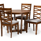 Baxton Studio Alicia Modern and Contemporary Grey Fabric Upholstered and Walnut Brown Finished Wood 5-Piece Dining Set