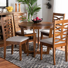 Baxton Studio Alicia Modern and Contemporary Grey Fabric Upholstered and Walnut Brown Finished Wood 5-Piece Dining Set