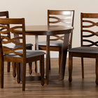 Baxton Studio Alicia Modern and Contemporary Grey Fabric Upholstered and Walnut Brown Finished Wood 5-Piece Dining Set