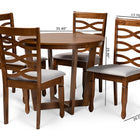 Baxton Studio Alicia Modern and Contemporary Grey Fabric Upholstered and Walnut Brown Finished Wood 5-Piece Dining Set