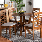 Baxton Studio Ariane Modern and Contemporary Grey Fabric Upholstered and Walnut Brown Finished Wood 5-Piece Dining Set